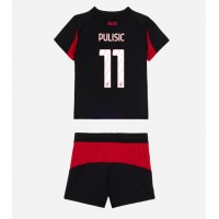 Camisa de Futebol AC Milan Christian Pulisic #11 Equipamento Principal Infantil 2025-26 Manga Curta (+ Calças curtas)
